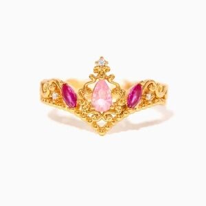 GIRLS CREW Disney Princess Sleeping Beauty Aurora 18K PLATED Ring 6.5 ADJUSTABLE